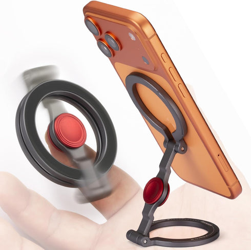 Zelnoox 360 Magnetic Phone Stand & Fidget Spinner Combo for iPhone, MagSafe Compatible Dual Ring Grip, Foldable