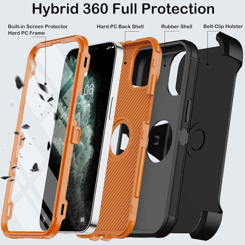 Shop iPhone 11 Pro Max Case (6.5") - Heavy Duty, Military Grade, Shockproof, with Belt Clip Holster & Screen Protector