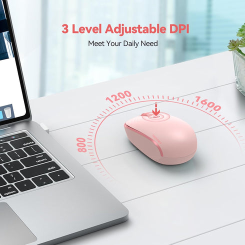 TECKNET Wireless Mouse - 2.4G Quiet Computer Mouse with USB Receiver, Portable Cordless Mice for Chromebook, Laptop, PC