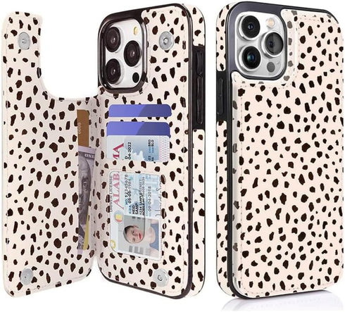 uCOLOR Wallet Case for iPhone 15 Pro Max 6.7" with Card Holder Slot, Flip Leather Kickstand, RFID Blocking, Almond Latte