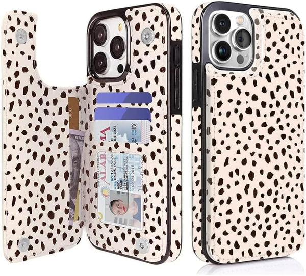 uCOLOR Wallet Case for iPhone 15 Pro Max 6.7" with Card Holder Slot, Flip Leather Kickstand, RFID Blocking, Almond Latte