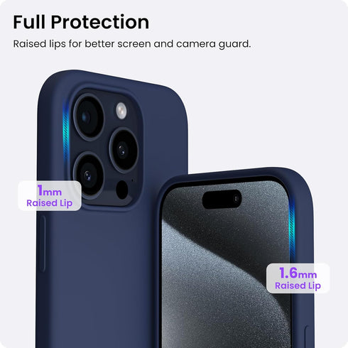 ORNARTO iPhone 15 Pro Max Case 6.7", Slim Liquid Silicone Shockproof Protective Phone Case with Anti-Scratch Microfiber