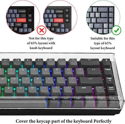 Geekria 65% Keyboard Dust Cover, Clear Acrylic Keyboard Cover for 68 Key Computer Mechanical Keyboard, Compatible with Keychron K7 Keyboard, Keychron K6, K6 Pro, RK ROYAL KLUDGE RK68