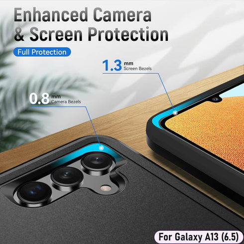 LMDAMZ Galaxy A13 (5G) Rugged Shock Resistant Case, 6.5" Double Layer, with Magnetic Car Mount & 2 HD Screen Protectors