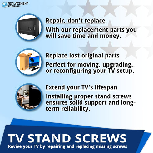 ReplacementScrews M4 14mm (D4.0 L14.0mm) (8) Screws Compatible with Many LG TV Stands
