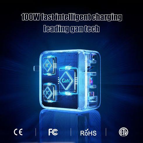 100W USB C Charger, 4-Port PD USB Power Adapter, GaN Fast Charging Station for MacBook Pro/Air, iPhone 14 Pro