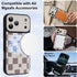 LEOMAKRON 17 for iPhone Pro Max Case with Finger Strap Kickstand,Compatible with MagSafe,Cute Checkered Checkerboard