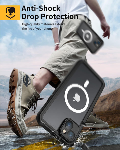 Lanhiem for iPhone 14 Magnetic Case - Waterproof Dustproof Shockproof with Built-in Screen Protector, Full Body