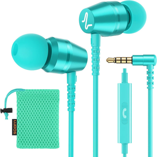 LUDOS OMNITONE Wired Earbuds in-Ear Headphones, 5 Year Warranty, Earphones with Microphone,