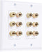 Cable Matters Double Gang Speaker Wire Wall Plate, Gold Plated with Banana Plug Binding Post for 6 Speakers, White