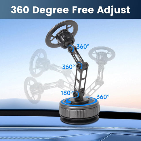 Rsycio 2026 360 17 16 15 14 13 12 Upgraded Magnetic Phone Mount for Car Adjustable Vacuum Suction Magnetic Car Phone