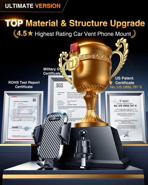 VANMASS 2026 17 16 15 Phone Holders for Your Car Ultimate Military-Grade Car Phone Holder MountPatent & Safety