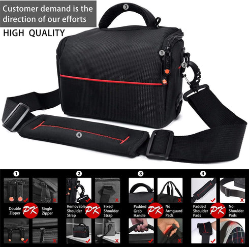 FOSOTO Compact Camera Shoulder Bag Case with Waterproof Rain Cover for Canon EOS M50 PowerShot SX420 SX430 SX70 SX50