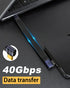 Poyiccot Short USB C Cable 40Gbps, Right Angle USB C to USB C 240W Flat Cable for Thunderbolt 4, Phone, External SSD,