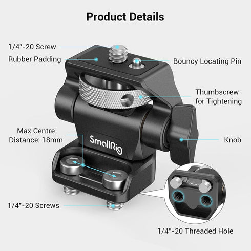 SmallRig Monitor Mount Swivel 360° and Tilt 180° Adjustable Bracket for 5" and 7" Monitor - 2904B