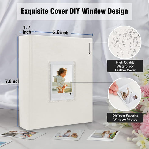 Photo Album for Fujifilm Instax Mini Camera, 180 Pockets, Leather Cover, 2x3 Photo Album for Instax Mini Series