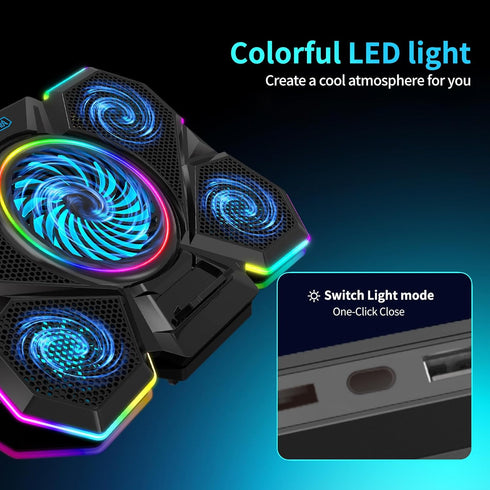 Laptop Cooling Pad - Gaming Laptop Cooler with 5 Quiet Fans and LED Lights, Fits 12-17 Inch Laptop