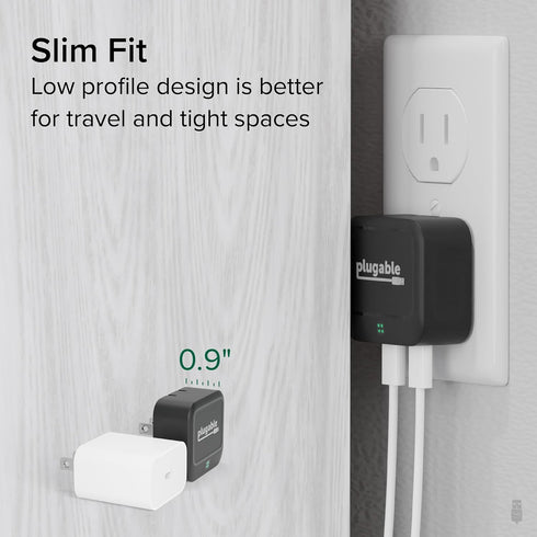 Plugable Dual USB C Wall Charger, 40W Foldable 2-Port Flat USB C Fast Charger Block, USB-C Power Adapter for iPhone 15,