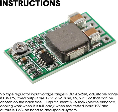 Weewooday 20 Pieces Mini Voltage Reducer Module, Adjustable DC 4.5-24V to 5V 3A Buck Converter Power Supply