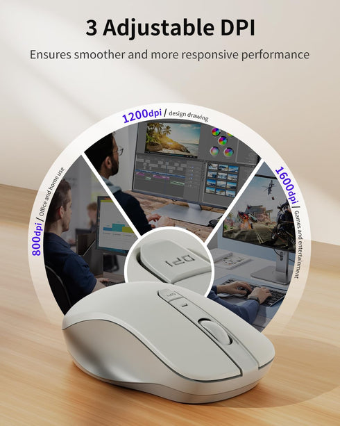 wegear WL300 6 18-Month Bluetooth Mouse Silent Wireless Mice, Quiet Click, Cordless Computer Mouse with Buttons