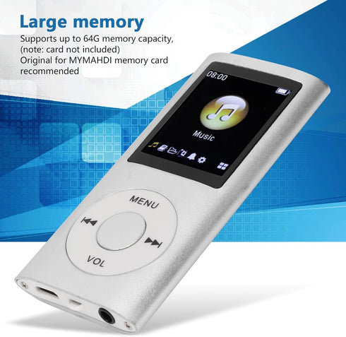 MP3 64G 1.8 8h XUMIUZIY Player, Stylish Portable Lossless Sound Music Player with Earphones, Support Memory Card, Sleep