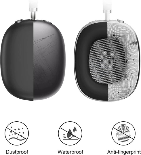3 in 1 Silicone Case Cover Compatible with Apple Airpods Max Headphones, Anti-Scratch Ear Pad Case Cover Ear Cups Cover and Headband Cover Compatible with Apple Airpod Max, Accessory case (Black)