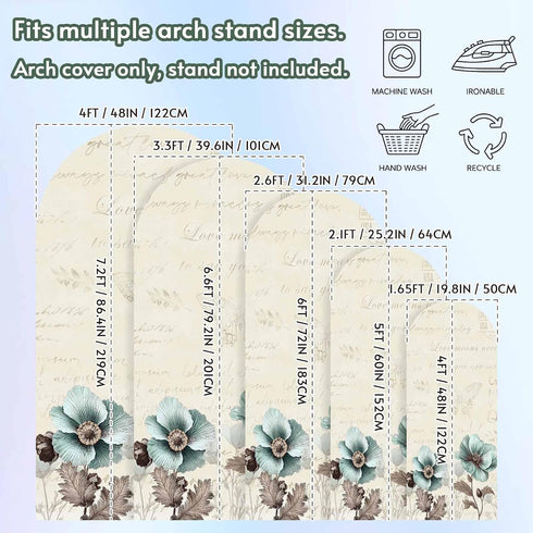 Duskova Living 4 Victorian Style Arch Backdrop Cover FT, Vintage Blue Flowers Broccoli Wedding Arch Cover Stretchy