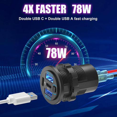 Hapytrip 2 Pack 12V 4 78W PD3.0 QC3.0 12 USB Outlet Port Car Charger, Super Fast Dual & Multiple USB Port for Car, USB