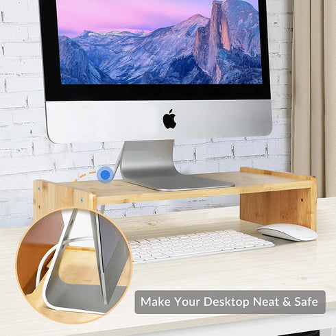2 15.8 inch KINLINK Solid Wood Monitor Stand Riser, Monitor Riser with Adjustable Height, Computer Riser for Computer