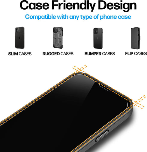 Power Theory Designed for iPhone 14 Screen Protector - Tempered Glass, Case Friendly, Easy Install Kit, 2 Pack