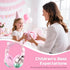 85/94dB Headset, QearFun Kids Cat Ear Headphones Wired with Mic, Safe Volume Limit, Sparkly Wired Foldable, Sharing