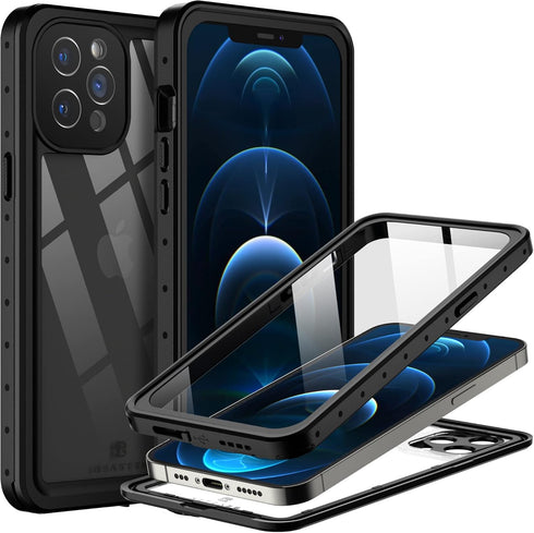 BEASTEK Waterproof Case for iPhone 12 Pro Max, NRE Series Shockproof IP68 with Built-in Screen Protector (Clear)