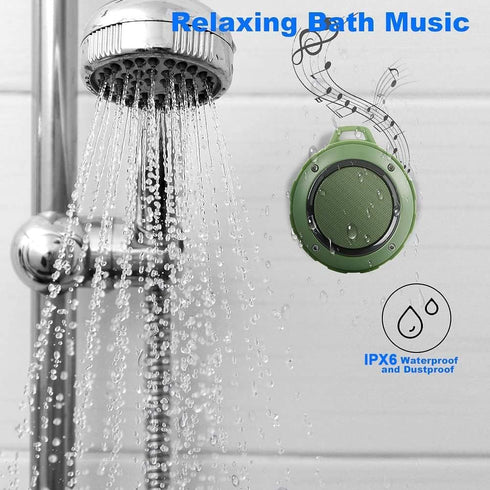 Kunodi Outdoor Waterproof Bluetooth Speaker, Wireless Portable Mini Travel Speaker with Subwoofer, Enhanced Bass, Built in Mic for Sports, Pool, Beach, Hiking, Camping (Green)