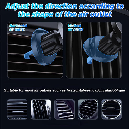 zipelo 360 Car Phone Holder, Vehicle Air Vent Smartphones Mount with Metal Hook Clip, Rotation Hands Free Automotive