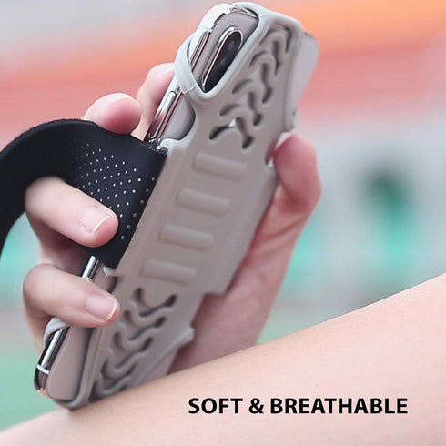 BONE Run Tie, Running Cell Phone Holder, Skin-Friendly & Washable Silicone Sport Armband (Gray - Size L)