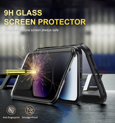 iPhone 14 Pro Max Privacy Case - Anti Peep, 9H Glass Screen Protector, Full Body Protection, MagSafe & Wireless Charger