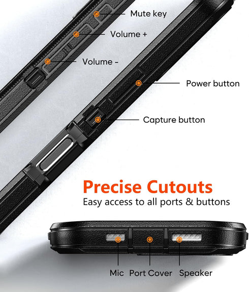 TUTUKII 17 3-Layer 17 6.3", for iPhone Case with Belt Clip Holster, Anti-Shock, Anti-Slip, Compatible with MagSafe