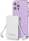miisso 6000mah Ultra Slim Power Bank, Card Size Built in USB C Cords Battery Pack, Portable Charger for Phones, Snow