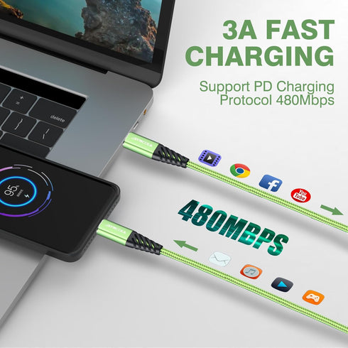 USB C to USB C Charger Cable 4-Pack 10ft Fast Charging Nylon Braided 60W (5A) Type C Cable for Phone 15/15 Pro/15