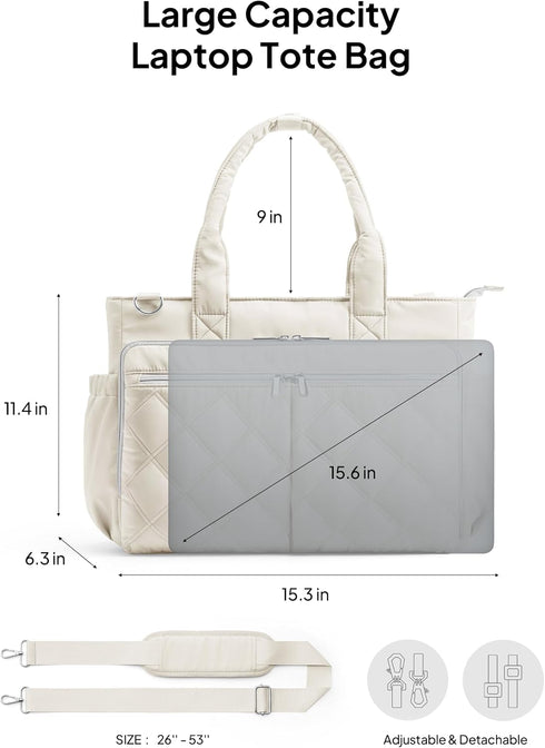 TOPEAST Teacher Tote Bag for Women Lightweight Quilted Laptop Work Travel Handbag with Zipper & Cup Holder for Nurse