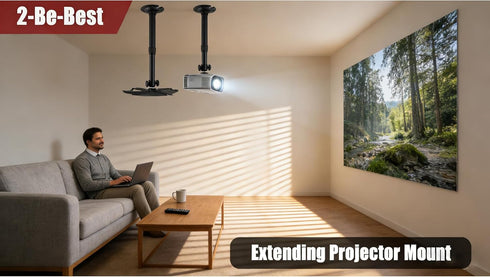 WINRIOO 14-24 in,4-Hole Universal Projector Ceiling Mount Adjustable Length & Single-Hole Compatible Bracket for Home
