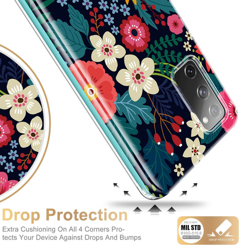 Esdot Protective Case for Samsung Galaxy S20 FE, Built-in Screen Protector, Fashionable Designs for Women Girls, 6.5"