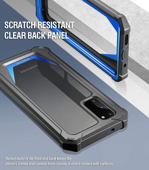Poetic Guardian Series Case for Samsung Galaxy S20, Full-Body Hybrid Shockproof Bumper Cover, Blue/Clear