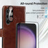 MONASAY Flip Folio Wallet Case for Samsung Galaxy S24+ Plus 5G, 6.7", Brown, with RFID Blocking & Lens/Glass Protector.