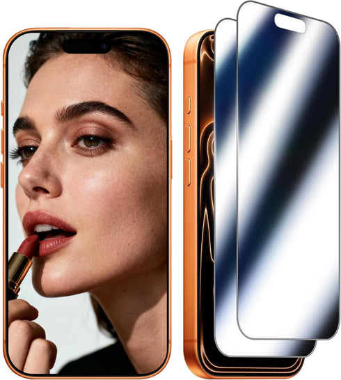 Ivachell 2 Pack 17 (6.9 inch Mirror Screen Protector for iPhone Pro Max Privacy Tempered Glass Mirrored Effect Anti-Spy