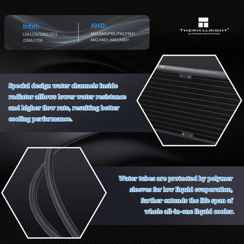 Frozen 240 V2 Cooler,240Black AMD/AM4 AM5,Intel 1700/1150/1151/1200/2011 Thermalright Notte Black ARGB Water Cooling