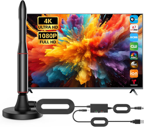 Generic TV Antenna Indoor, Support 4K 1080p with Signal Booster for Local Channels,