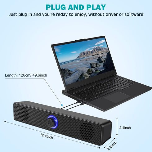 Computer Speakers, USB Powered PC Speakers, Wired Stereo Desktop Speakers for Computer, Laptop, PC, Pad, Cellphone