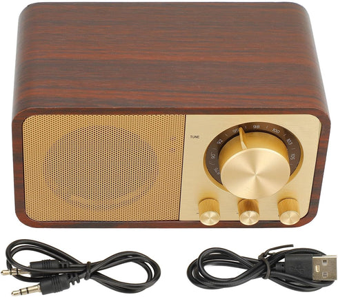 Yunseity Retro Wood Bluetooth Radio, Portable Speaker with Built-in Speakers, Vintage Design for Cafes, Restaurants