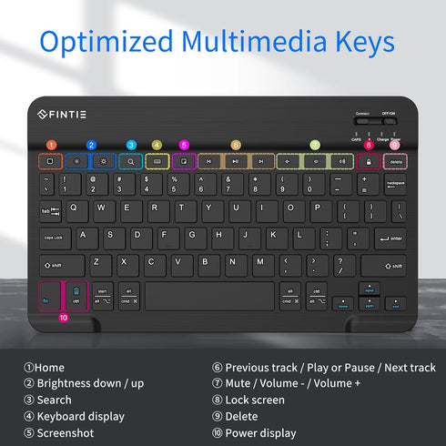 Fintie 10-Inch Ultrathin Wireless Bluetooth Keyboard for iPad, Samsung Tablet, iPhone, Android, Black